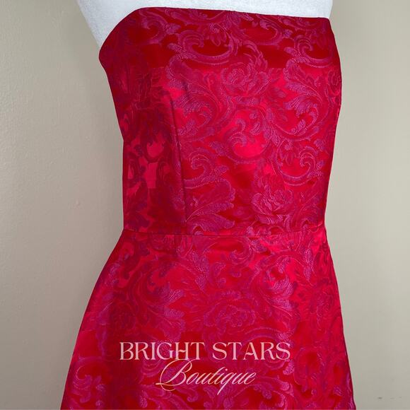 Rare Strapless Dress ASO Gabrielle Solis Desperate Housewives Red Pink Brocade - Picture 8 of 10